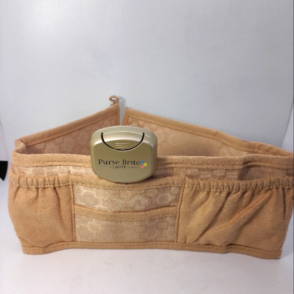 Purse Bright Tan Purse Bag Insert Organizer with Light